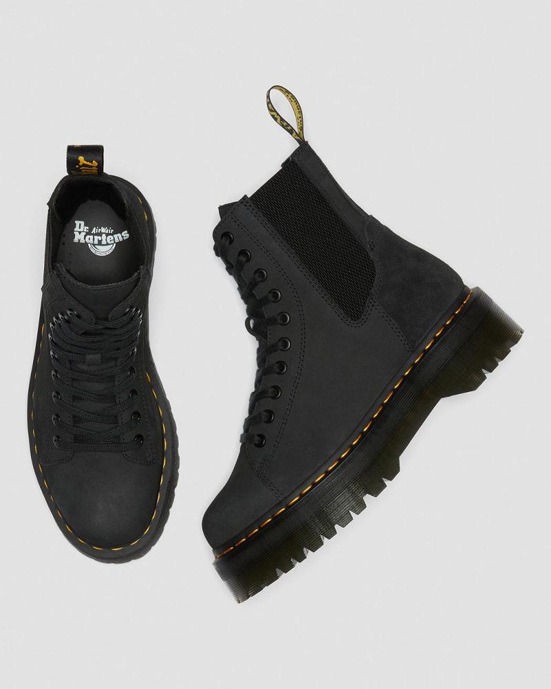 Men's Dr Martens Jadon Nubuck Leather Platform Boots Black | AU 555RVD